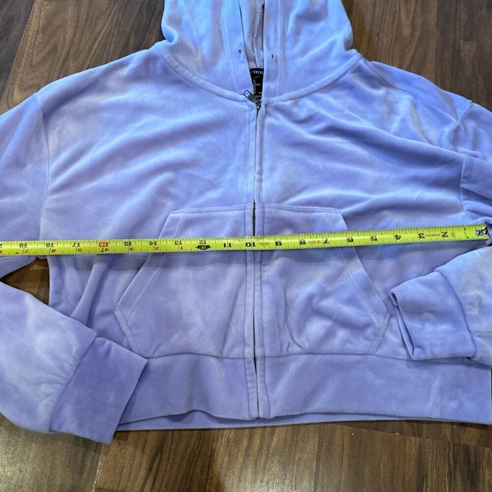 Light blue cropped zip up hoodie velvet - Picture 5 of 8